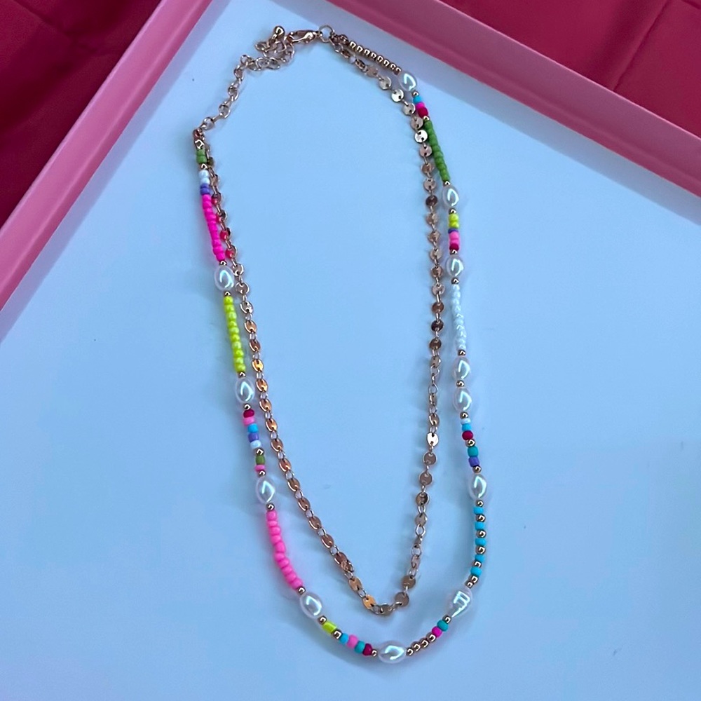 Double layered Pearl and gold necklace